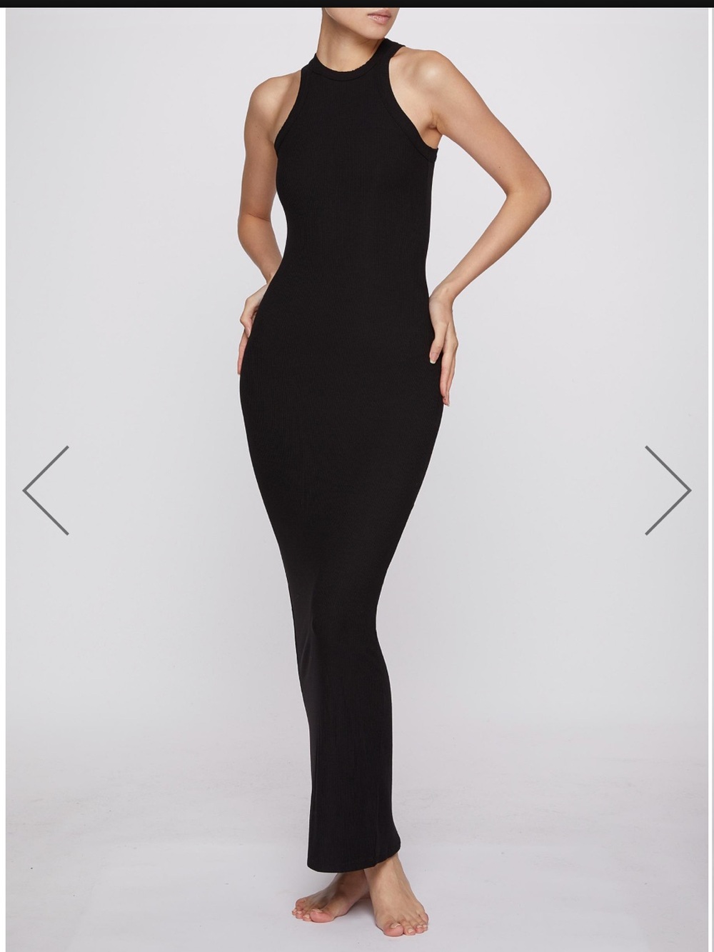 SKIMS Black Ribbed high neck lounge tank dress new small medium - Picture 4 of 6
